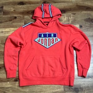 Jordan Air Red Hoodie with Blue Accents